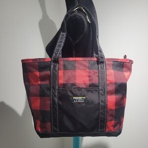 L.L. Bean Everyday Lightweight Red and Black Buffalo Check Plaid Tote Bag Unisex